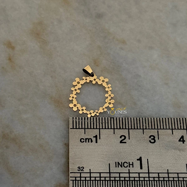 تصویر دوم آویز گل دایره ای طلا لیزری